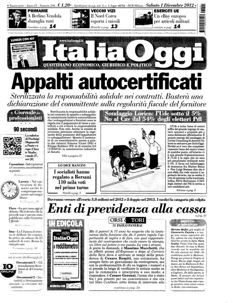 Italia oggi : quotidiano di economia finanza e politica